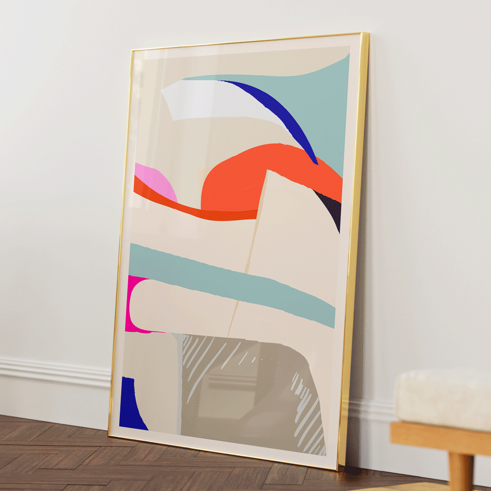Playful Switch Abstract Wall Art-Gold Metal Frame-Nook At You