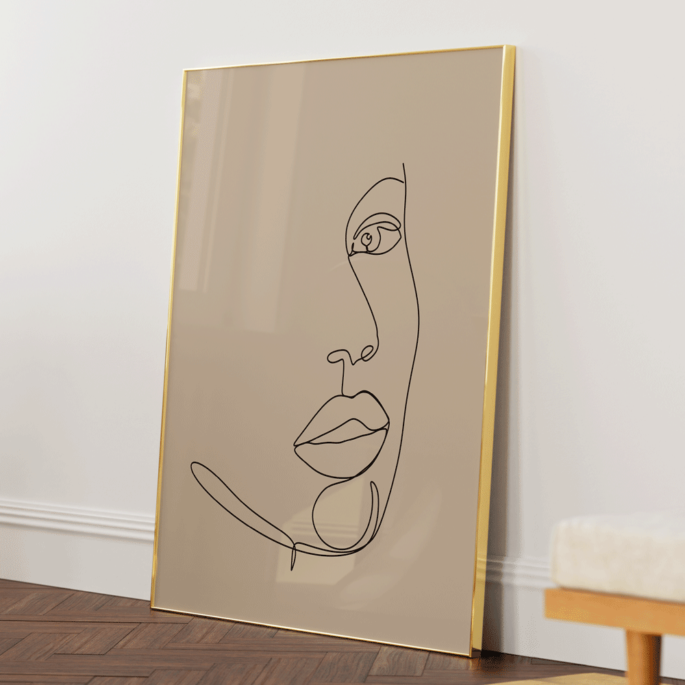 Partial - Beige Nook At You Matte Paper Gold Metal Frame