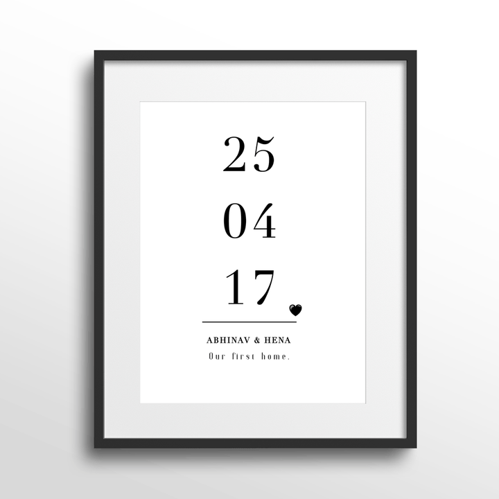 Personalized Date Nook At You Matte Paper Black Frame With Mount