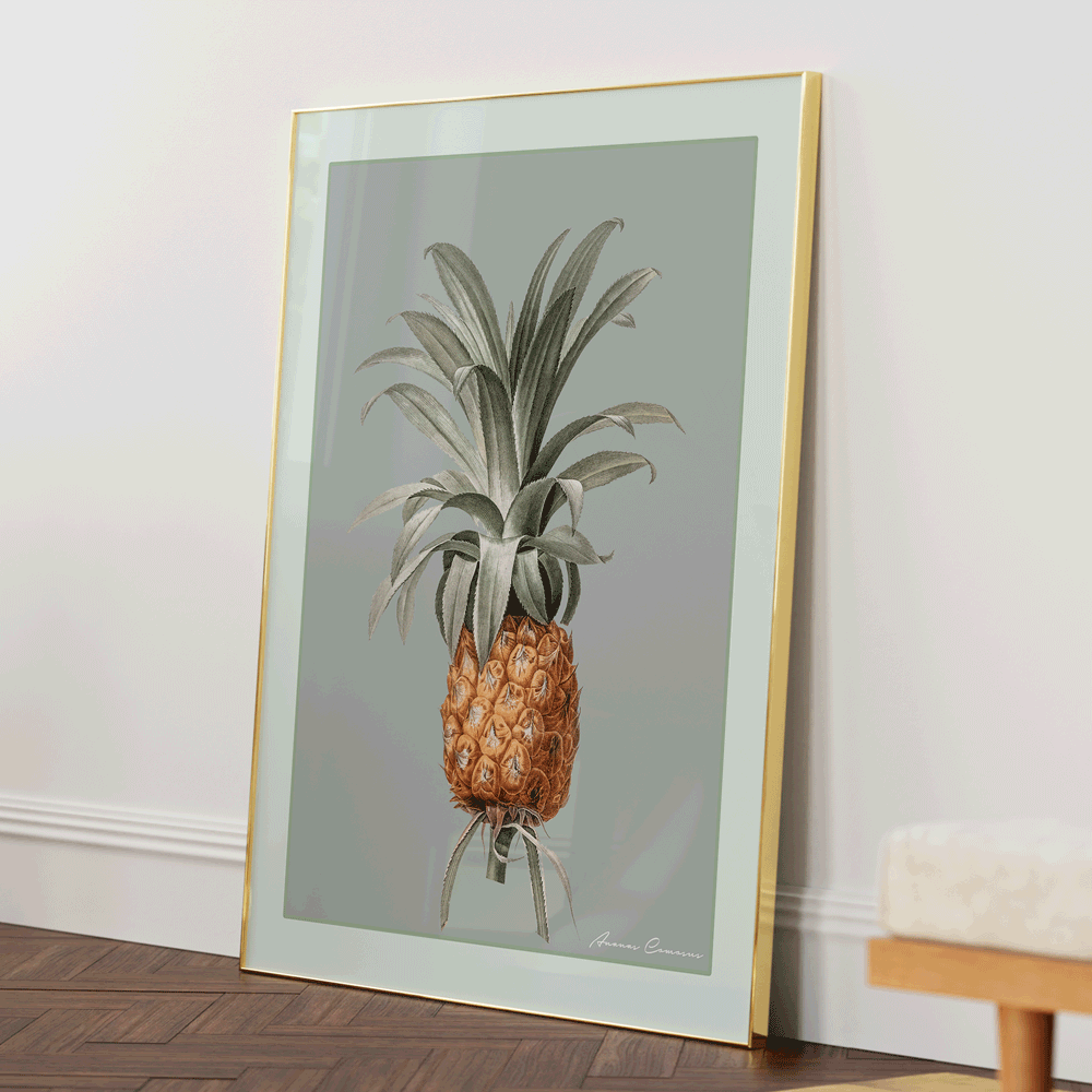 Vintage Pineapple Nook At You Matte Paper Gold Metal Frame