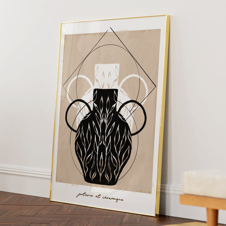 Poterie Et Céramique - III Abstract Art Paintings-Gold Metal Frame-Nook At You