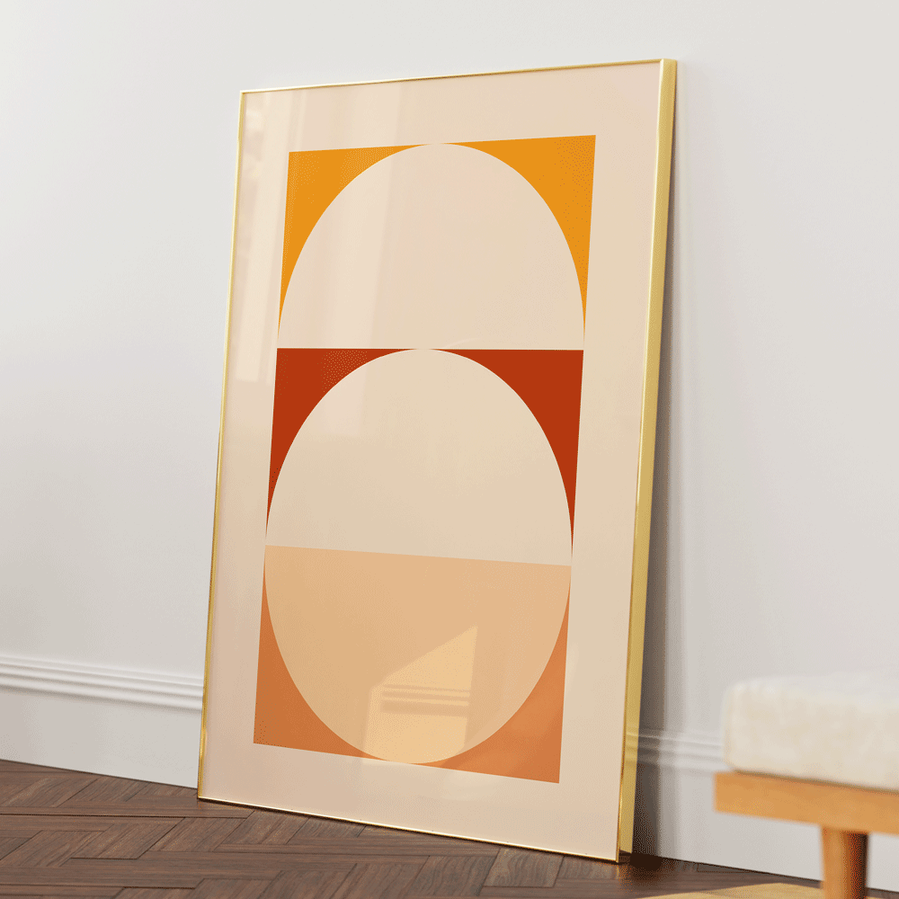 Rustic Geometric Splash Abstract Wall Art-Gold Metal Frame-Nook At You