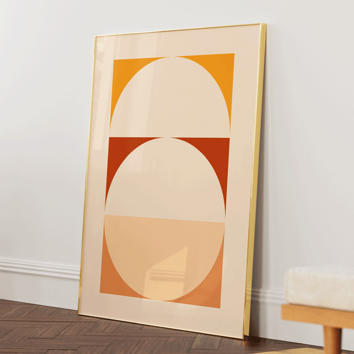 Rustic Geometric Splash Abstract Wall Art-Gold Metal Frame-Nook At You