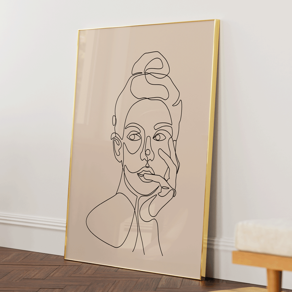 Reflection - Beige Nook At You Matte Paper Gold Metal Frame