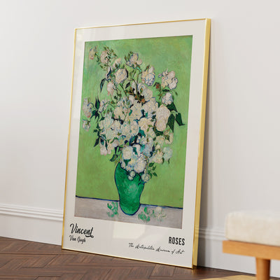 Vincent Van Gogh - Roses (1890) Nook At You Matte Paper Gold Metal Frame