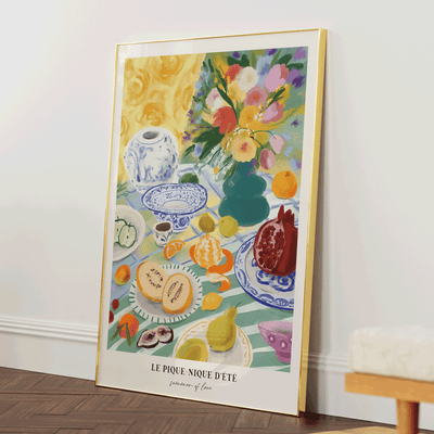 Summer Picnic Nook At You Matte Paper Gold Metal Frame