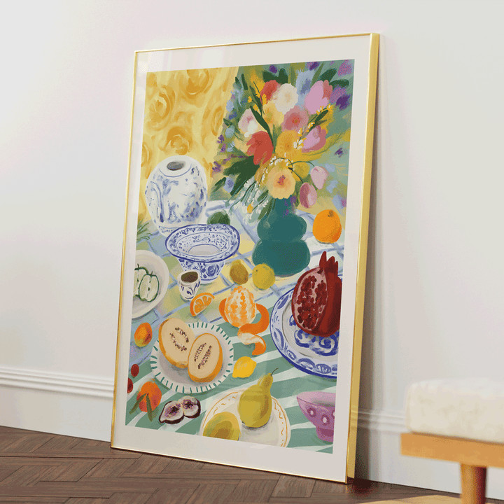 Summer Picnic (Without Text) Nook At You Matte Paper Gold Metal Frame