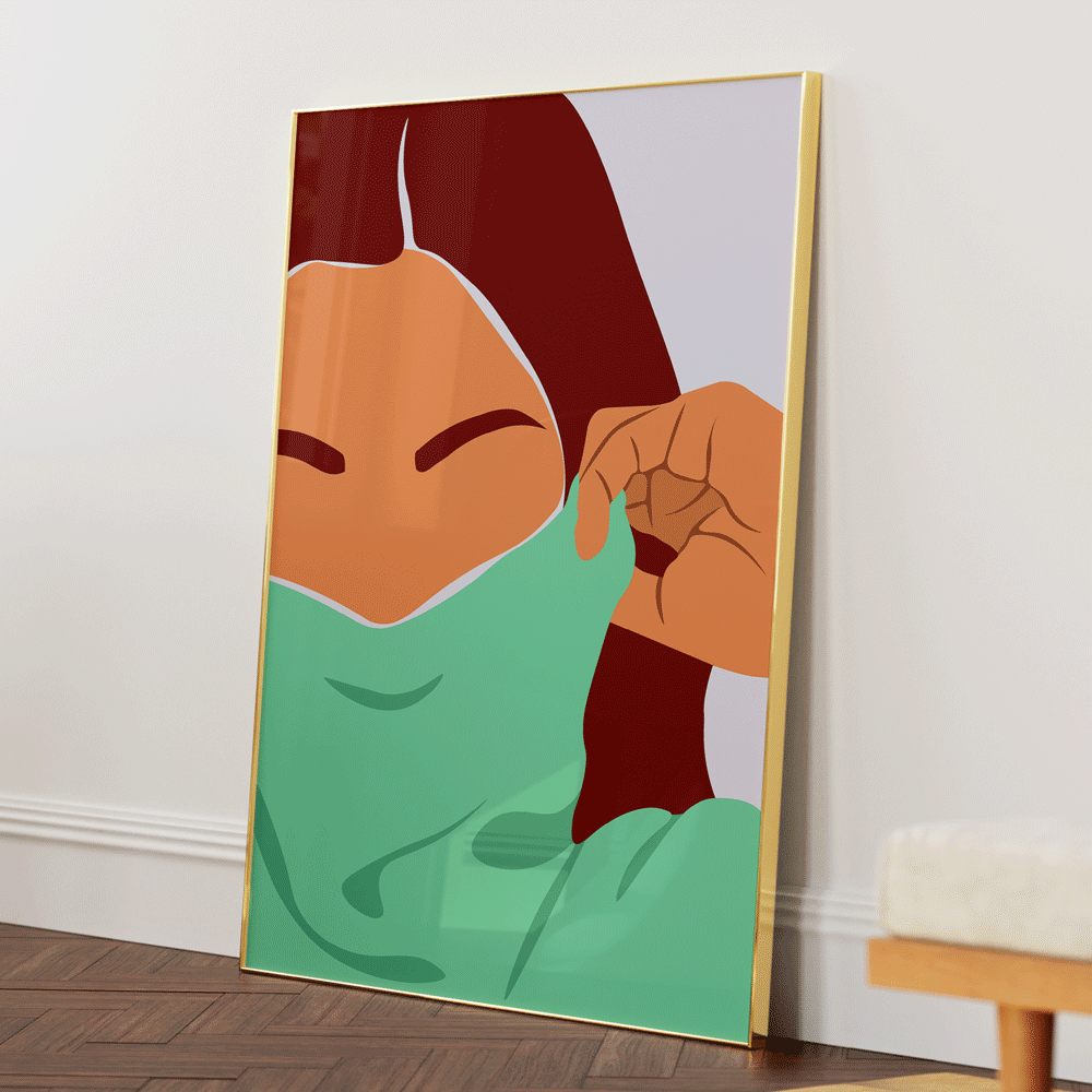 Sweater Weather (Aqua) Nook At You Matte Paper Gold Metal Frame