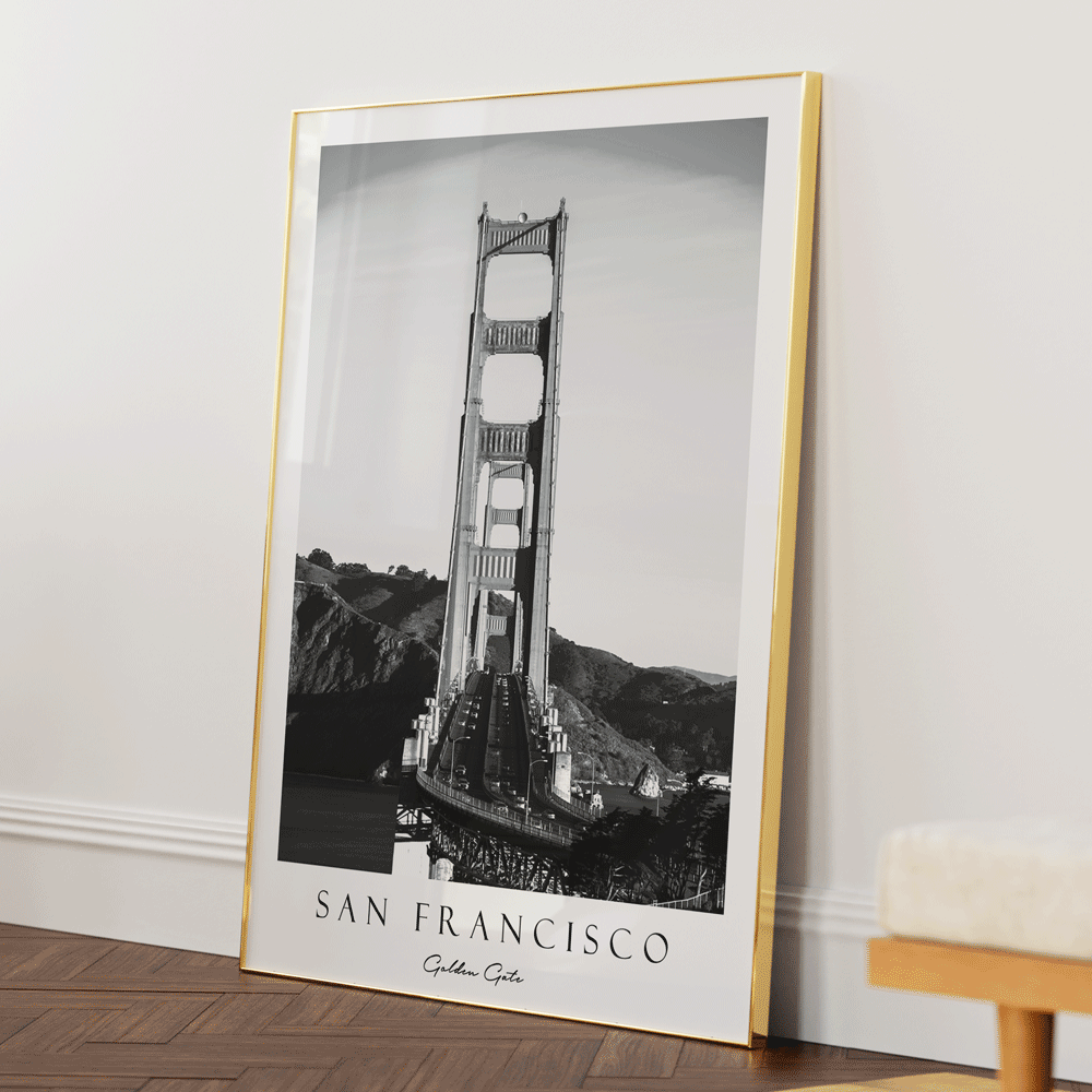 San Francisco - Golden Gate Nook At You Matte Paper Gold Metal Frame