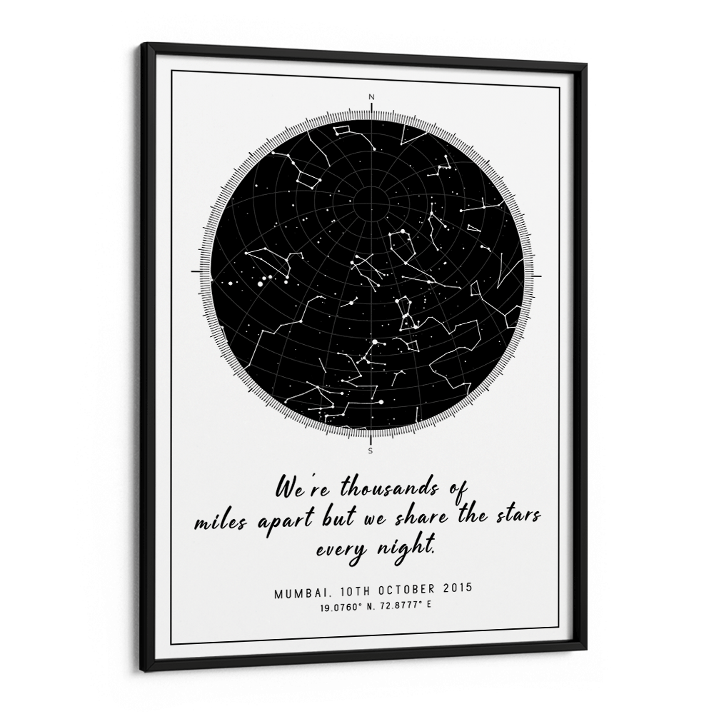 Custom Star Map - Black - Modern Nook At You Matte Paper Black Frame
