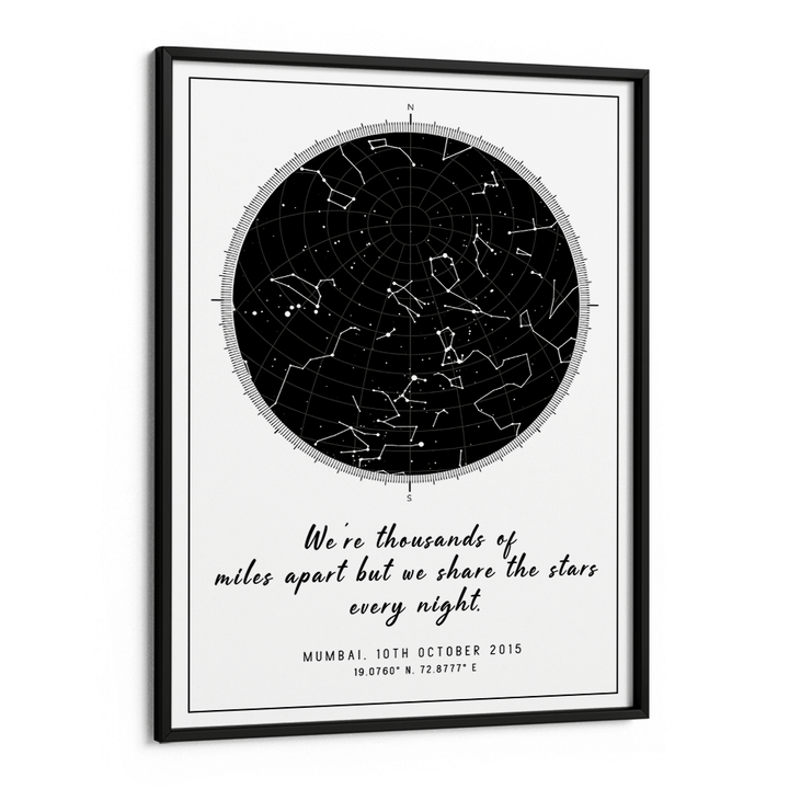 Custom Star Map - Black - Modern Nook At You Matte Paper Black Frame
