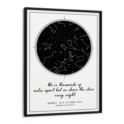 Custom Star Map - Black - Modern Nook At You Matte Paper Black Frame