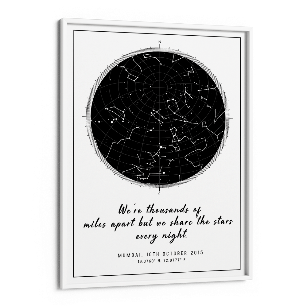 Custom Star Map - Black - Modern Nook At You Matte Paper White Frame
