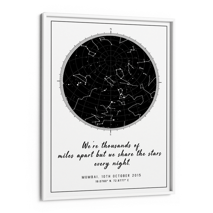 Custom Star Map - Black - Modern Nook At You Matte Paper White Frame