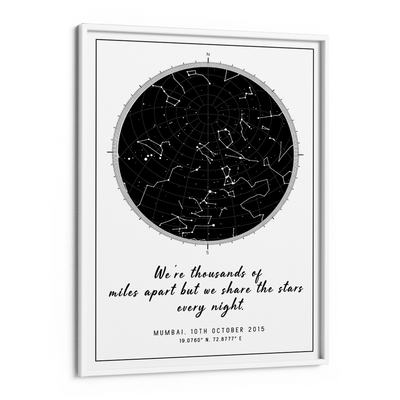 Custom Star Map - Black - Modern Nook At You Matte Paper White Frame