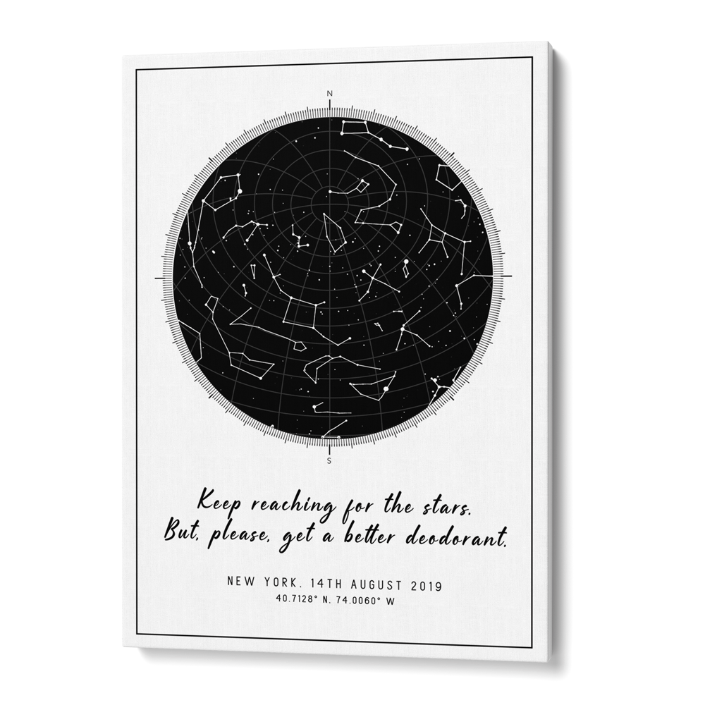 Custom Star Map - Black - Modern Nook At You Canvas Gallery Wrap