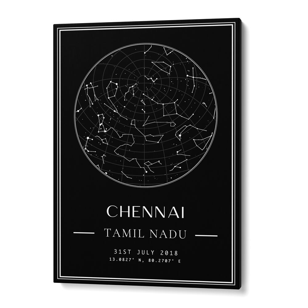 Custom Star Map - Black - Classic Nook At You Canvas Gallery Wrap