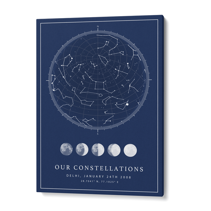Custom Star Map - Navy Blue - Lunar Nook At You Canvas Gallery Wrap