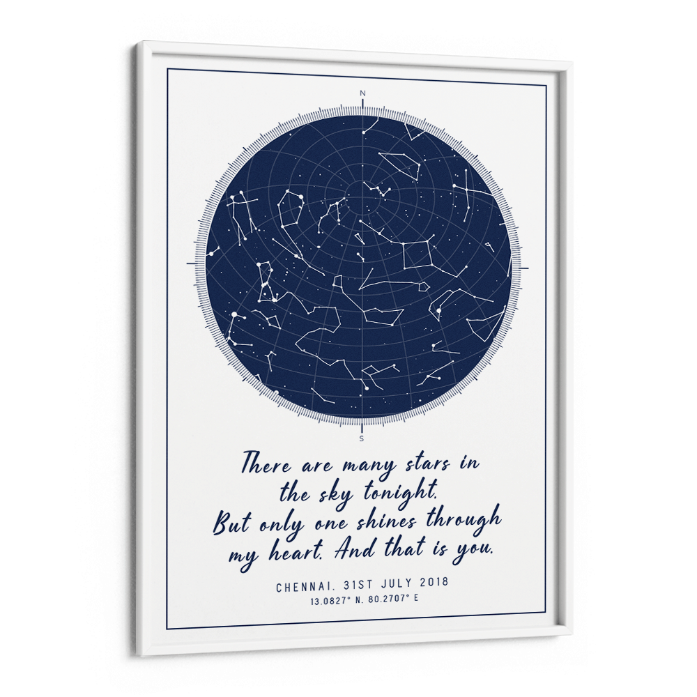 Custom Star Map - Navy Blue - Modern Nook At You Matte Paper White Frame