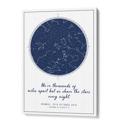 Custom Star Map - Navy Blue - Modern Nook At You Canvas Gallery Wrap