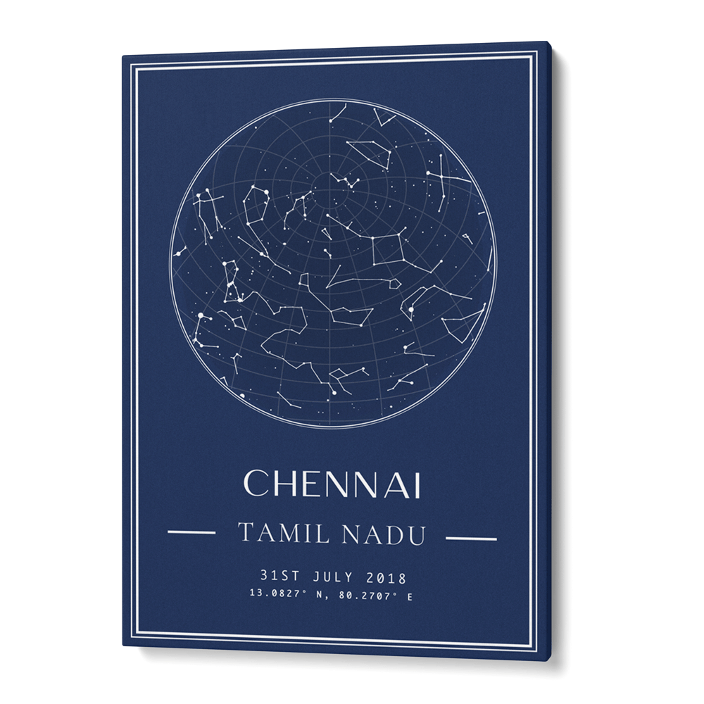 Custom Star Map - Navy Blue - Classic Nook At You Canvas Gallery Wrap