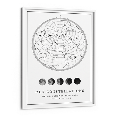 Custom Star Map - White - Lunar Nook At You Matte Paper White Frame