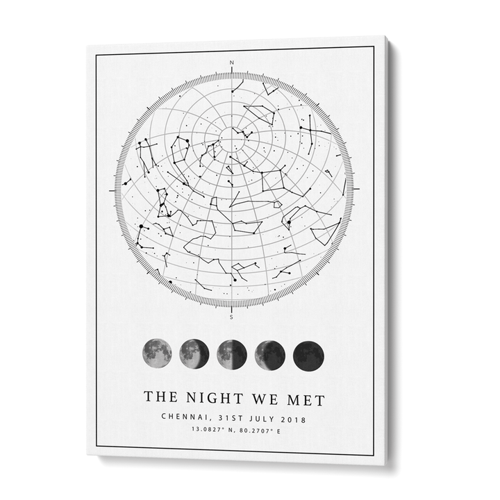 Custom Star Map - White - Lunar Nook At You Canvas Gallery Wrap