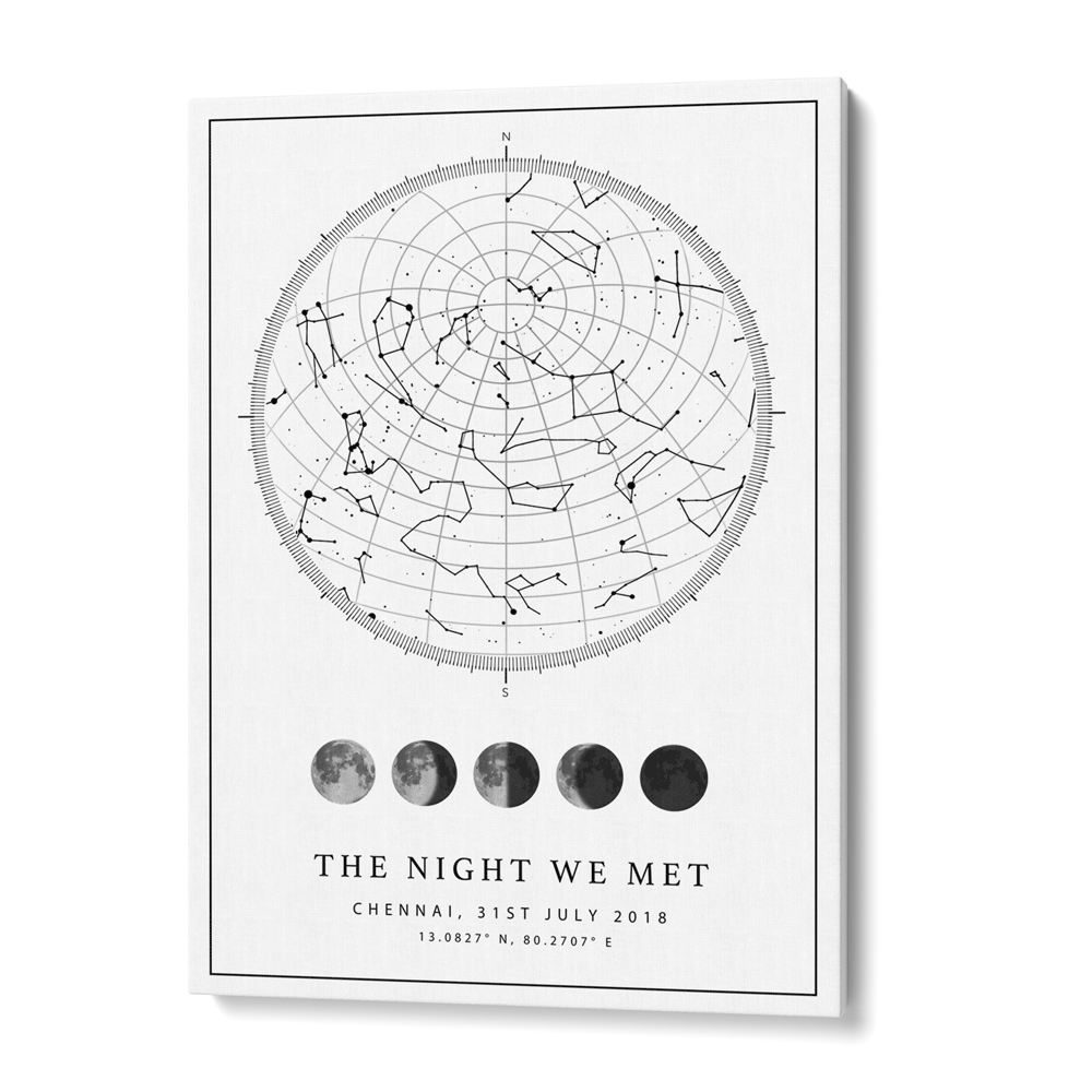 Custom Star Map - White - Lunar Nook At You Canvas Gallery Wrap