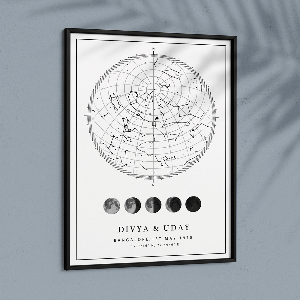 Custom Star Map - White - Lunar Nook At You  