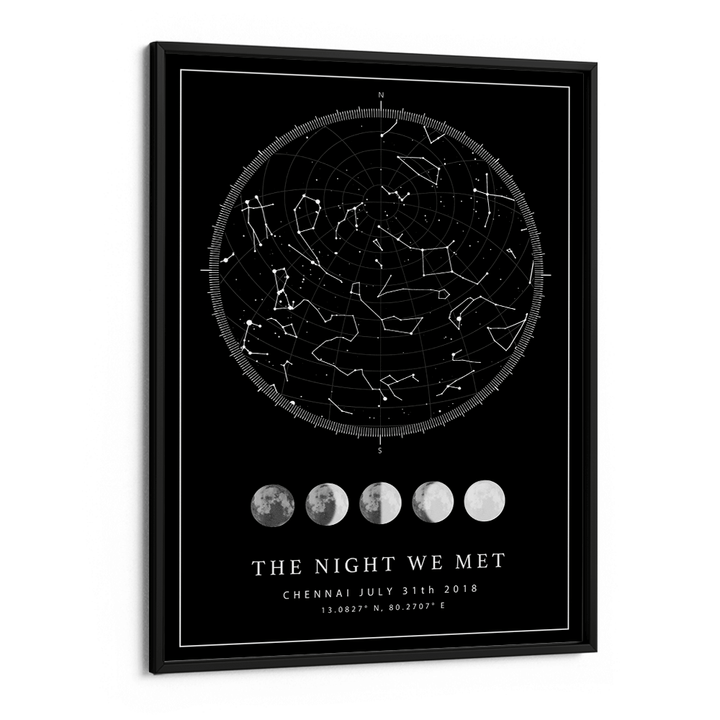 Custom Star Map - Black - Lunar Nook At You Matte Paper Black Frame