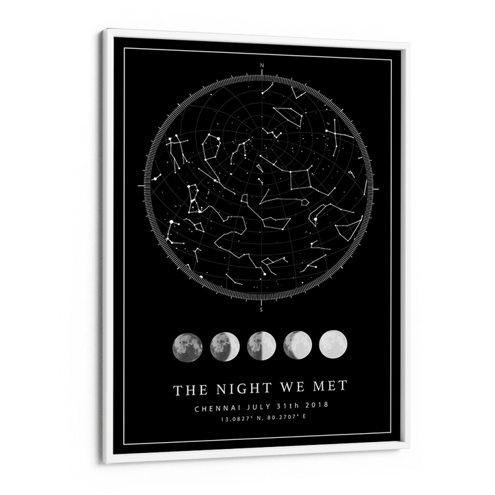 Custom Star Map - Black - Lunar Nook At You Matte Paper White Frame