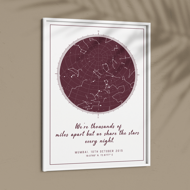 Custom Star Map - Burgundy - Modern Nook At You  