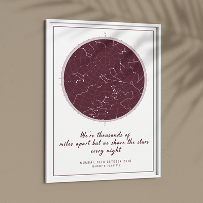 Custom Star Map - Burgundy - Modern Nook At You  