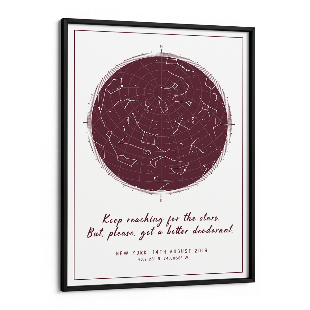 Custom Star Map - Burgundy - Modern Nook At You Matte Paper Black Frame