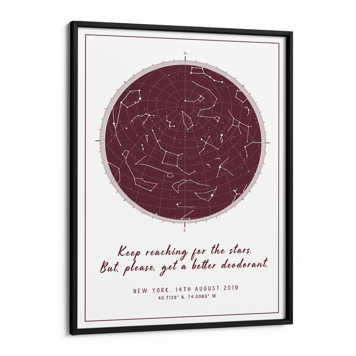 Custom Star Map - Burgundy - Modern Nook At You Matte Paper Black Frame