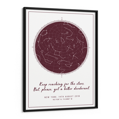 Custom Star Map - Burgundy - Modern Nook At You Matte Paper Black Frame