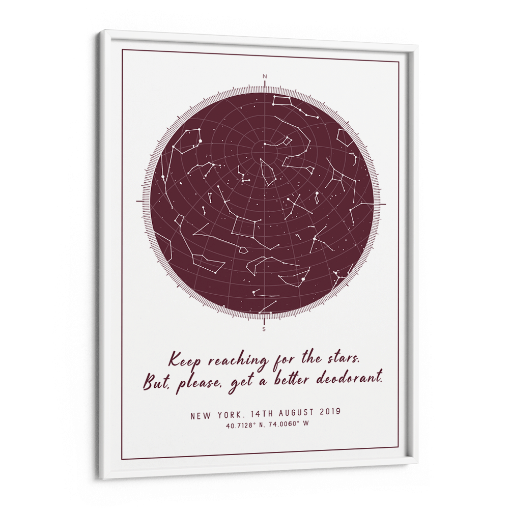 Custom Star Map - Burgundy - Modern Nook At You Matte Paper White Frame