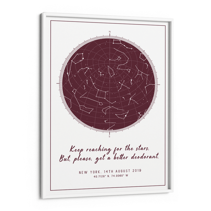 Custom Star Map - Burgundy - Modern Nook At You Matte Paper White Frame
