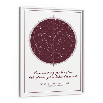 Custom Star Map - Burgundy - Modern Nook At You Matte Paper White Frame