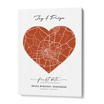 Map Art - Burnt Orange - Love Nook At You Canvas Gallery Wrap
