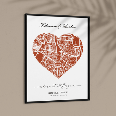 Map Art - Burnt Orange - Love Nook At You  