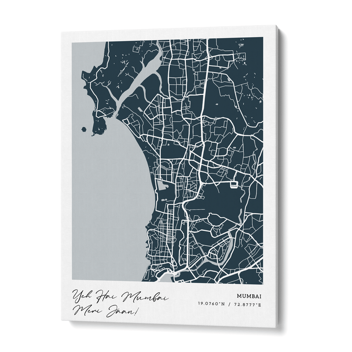 Map Art - Deep Blue - Modern #1 Nook At You Canvas Gallery Wrap