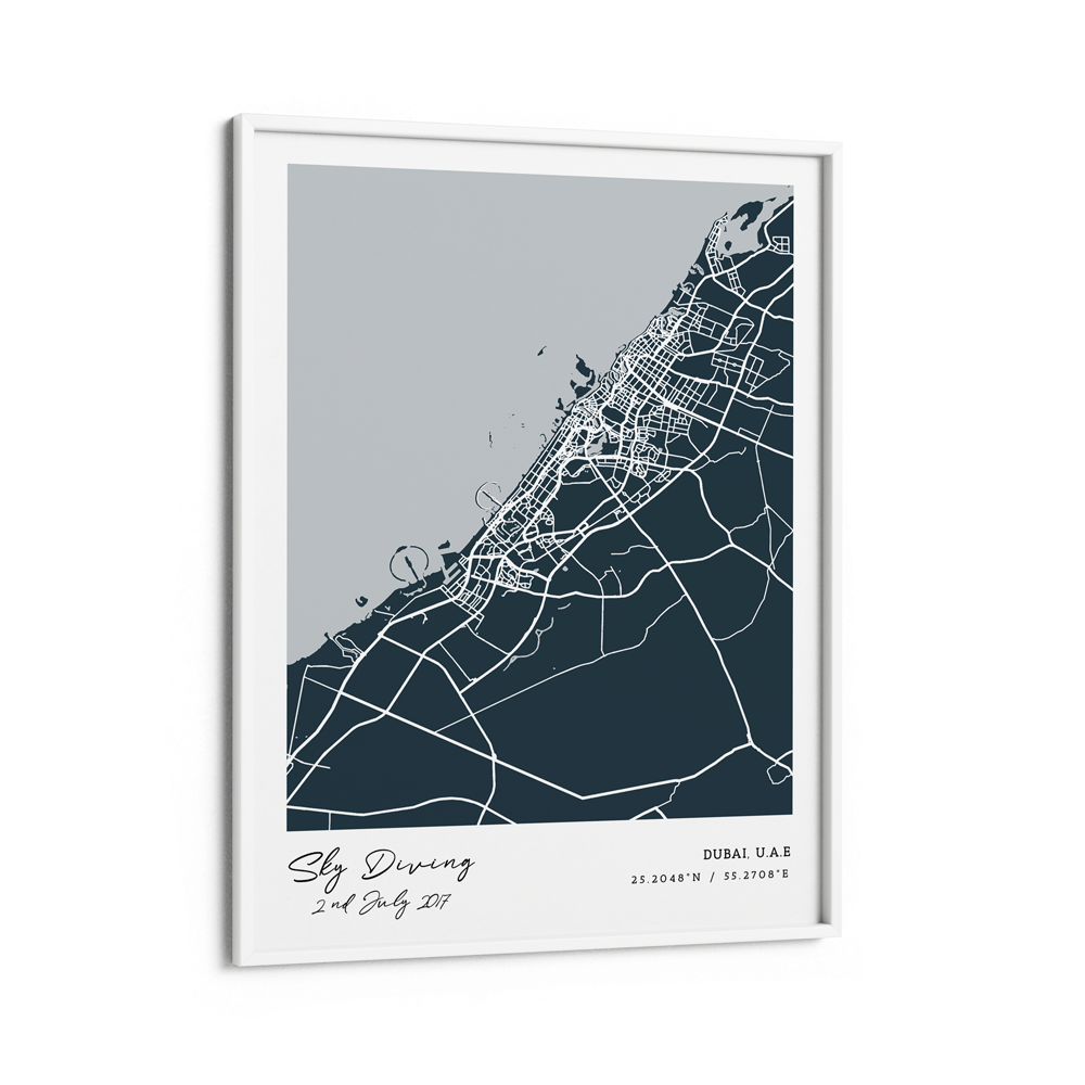 Map Art - Deep Blue - Modern #1 Nook At You Matte Paper White Frame