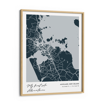 Map Art - Deep Blue - Modern #1 Nook At You Matte Paper Wooden Frame