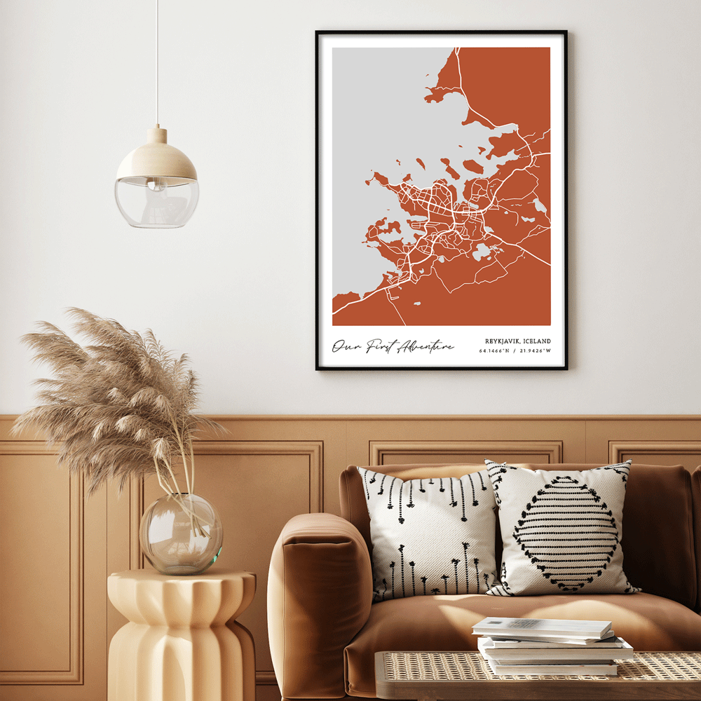 Map Art - Burnt Orange - Modern #1 Nook At You  