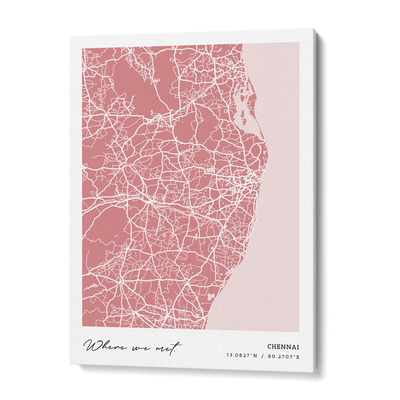 Map Art - Baby Pink - Modern #1 Nook At You Canvas Gallery Wrap