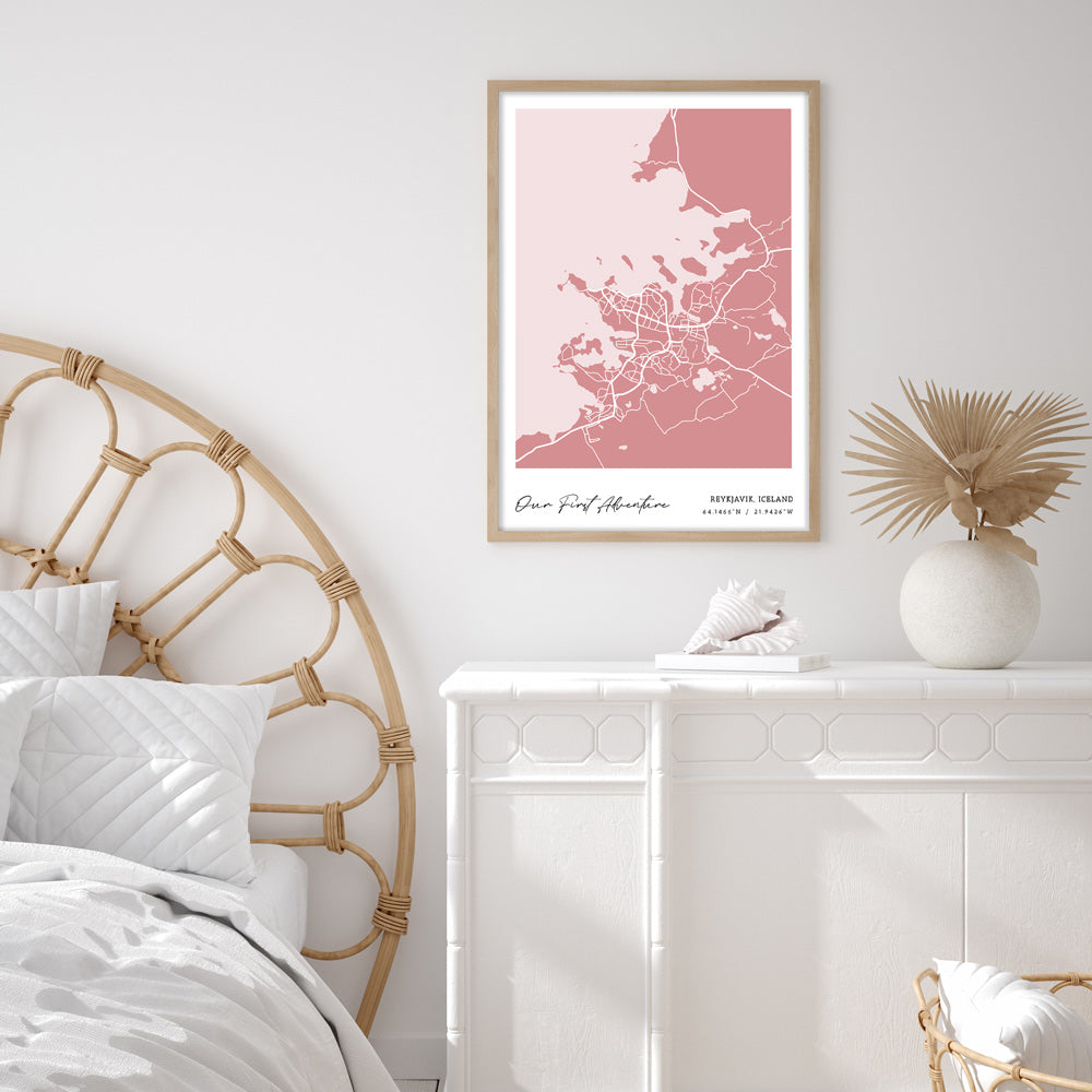 Map Art - Baby Pink - Modern #1 Nook At You  