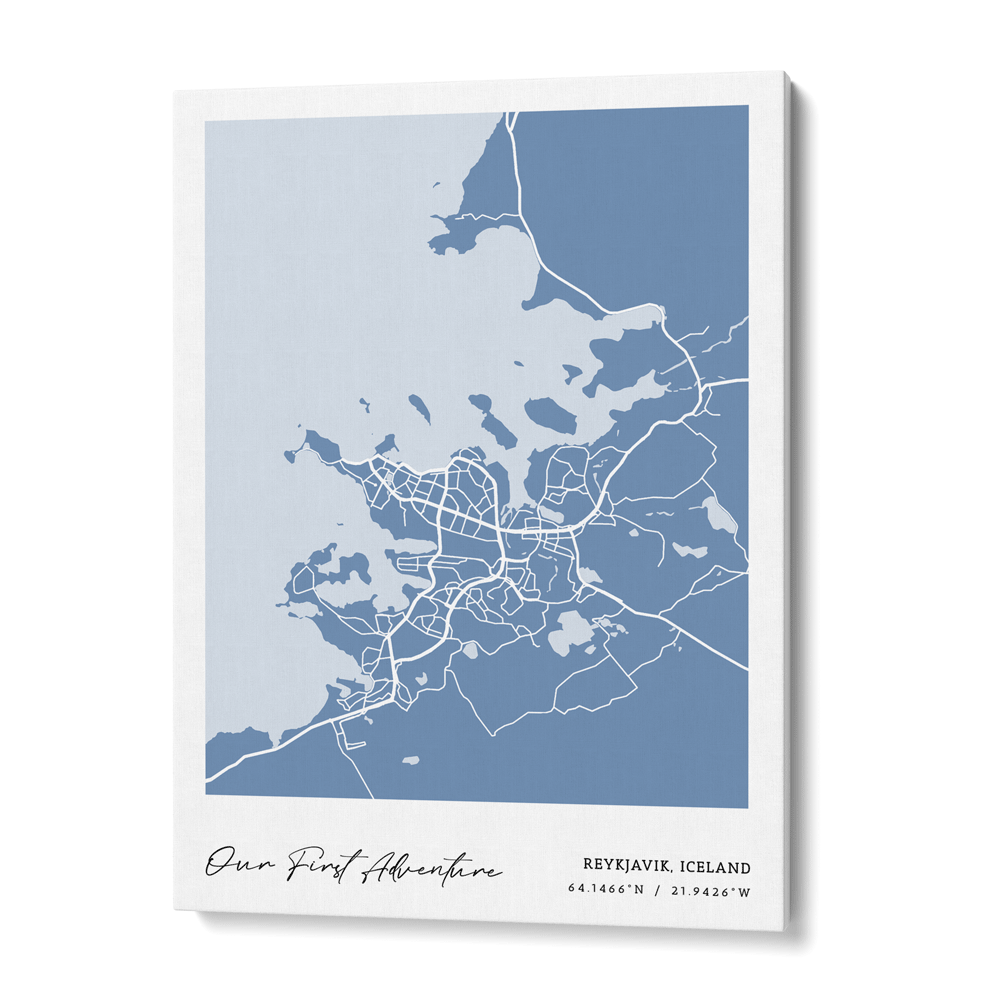 Map Art - Powder Blue - Modern #1 Nook At You Canvas Gallery Wrap