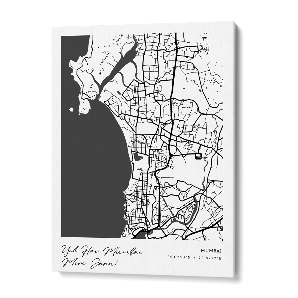 Map Art - White - Modern #1 Nook At You Canvas Gallery Wrap