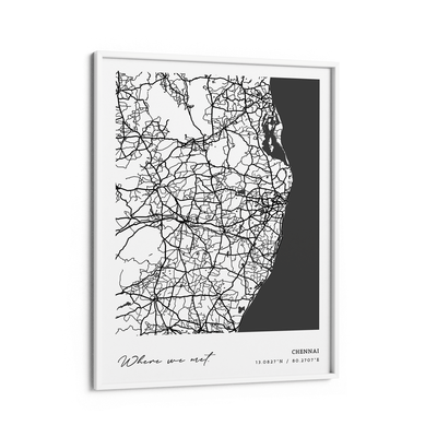 Map Art - White - Modern #1 Nook At You Matte Paper White Frame